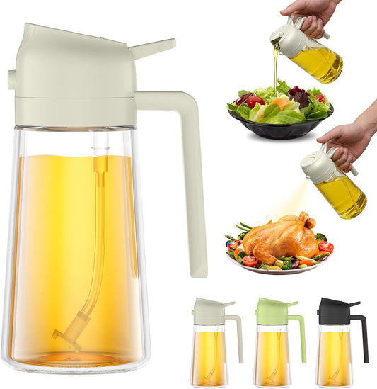 Oil Dispenser for Kitchen 2 in 1 Olive Oil Dispenser Bottle 17Oz 500Ml Glass Oil Dispenser Bottle