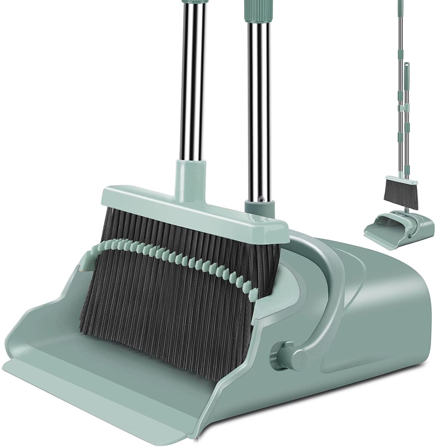 Upgrade Broom and Dustpan Set Large Size and Stiff Broom Dust Pan