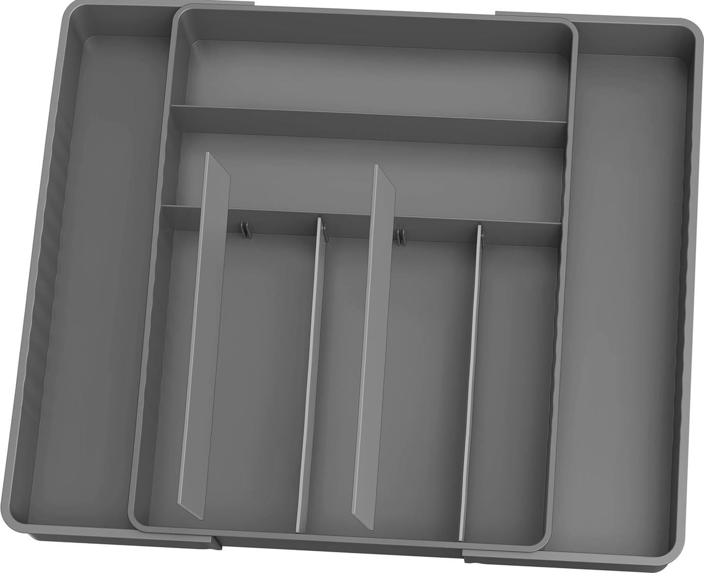 Expandable Kitchen Drawer Flatware Organizer Grey