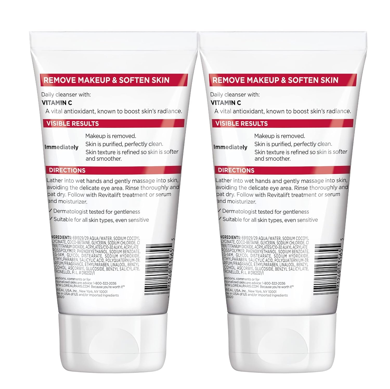 Revitalift Daily Cream Cleanser Gentle Makeup Remover Face Wash