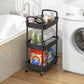 3 Tier Plastic Rolling Cart with Handle Utility Storage Cart with Office Living Room Kitchen