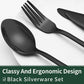  Piece Black Silverware Set with Steak Knives Black Flatware