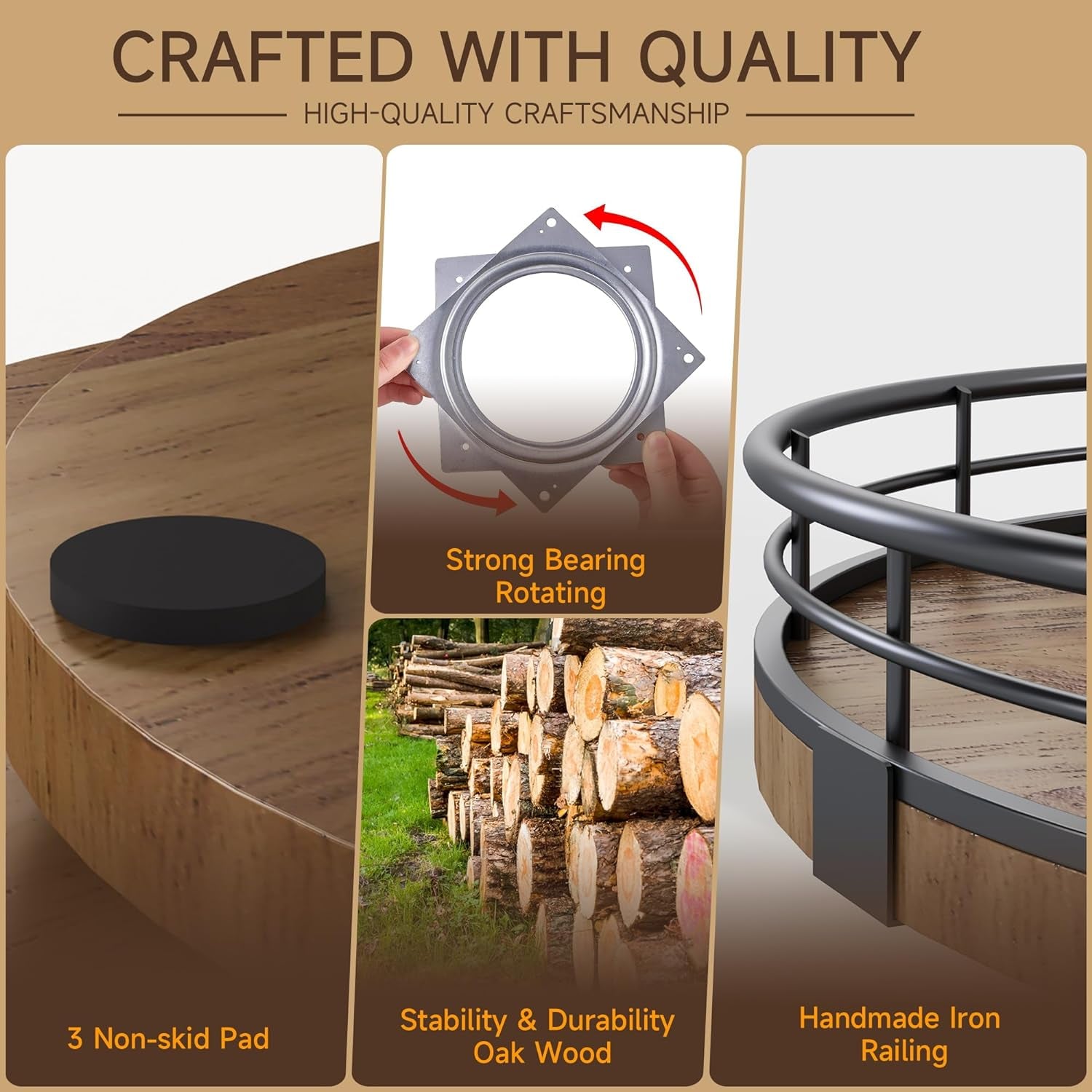 Farmhouse Oak 9 Lazy Susan Turntable Organizer for Cabinet round Wooden Lazy Susan Organization