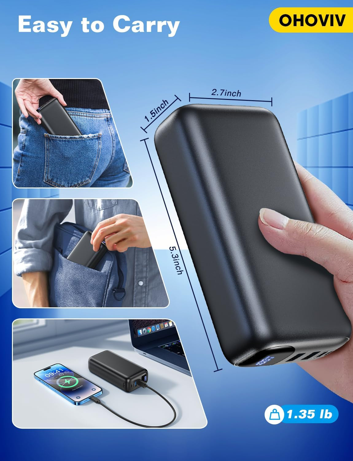 Portable Charger 50000Mah Power Bank 22.5W Fast Charging External Battery Pack