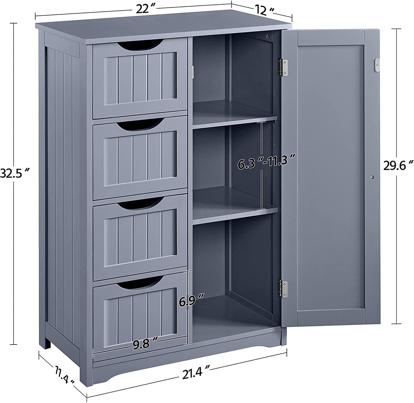 Bathroom Floor Cabinet Freestanding Storage Organizer Unit Kitchen Cupboard 