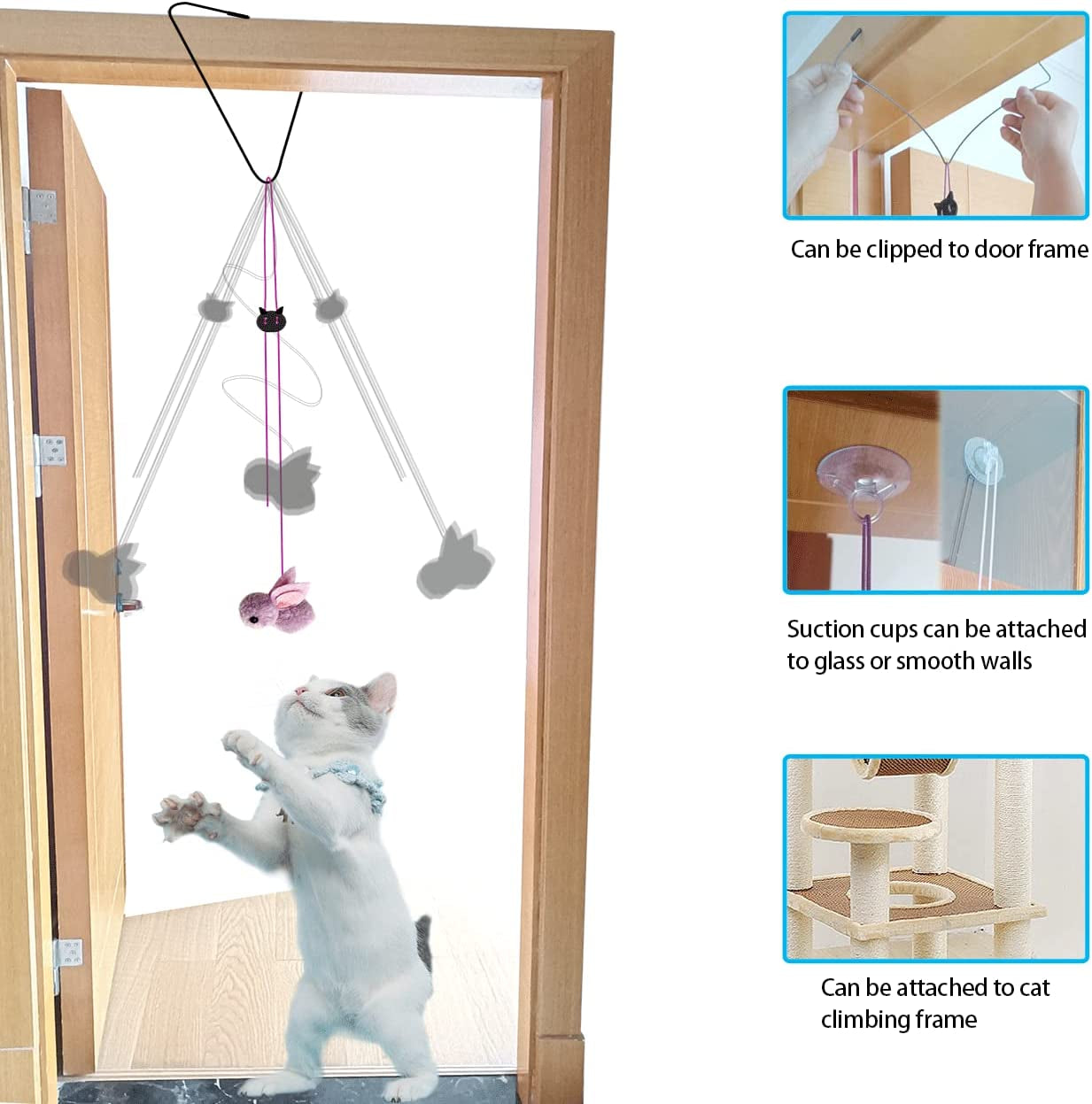 2Pcs Retractable Cat Wand Toys 9Pcs Teaser Toys&1Pcs 