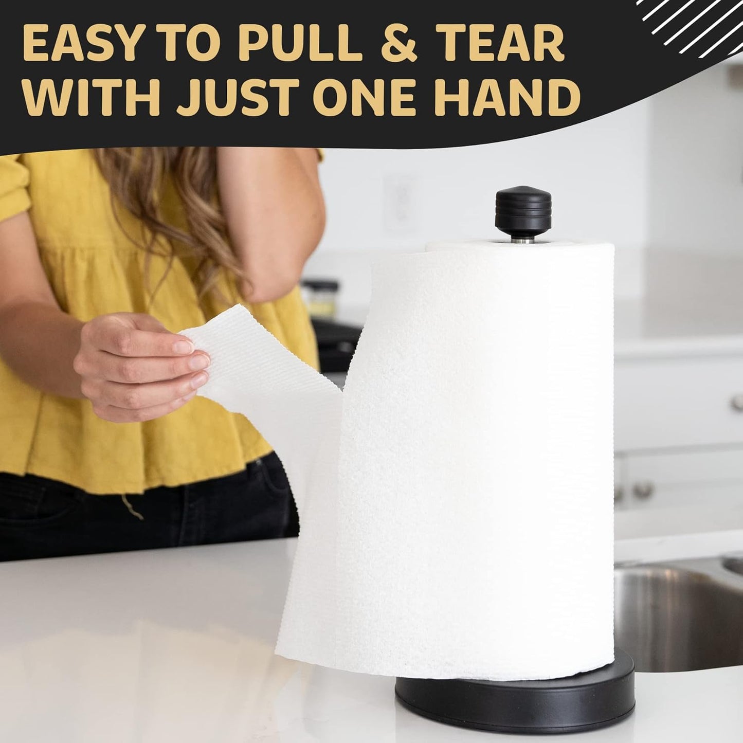 Stainless Steel Black Paper Towel Holder Designed for Easy One Handed Operation