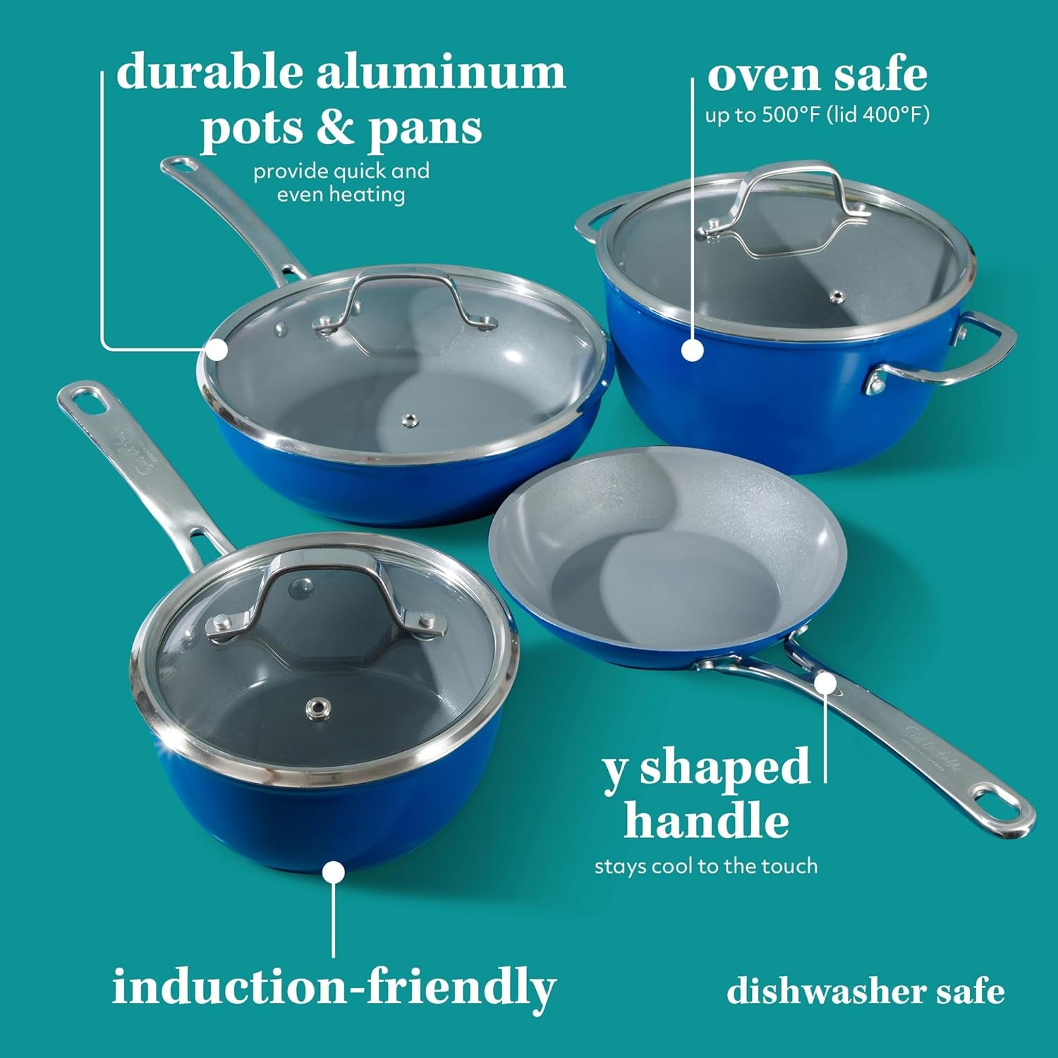 Kitchen Essentials 10 Piece PFA Free Titanium Ceramic Nonstick Interior Forged 