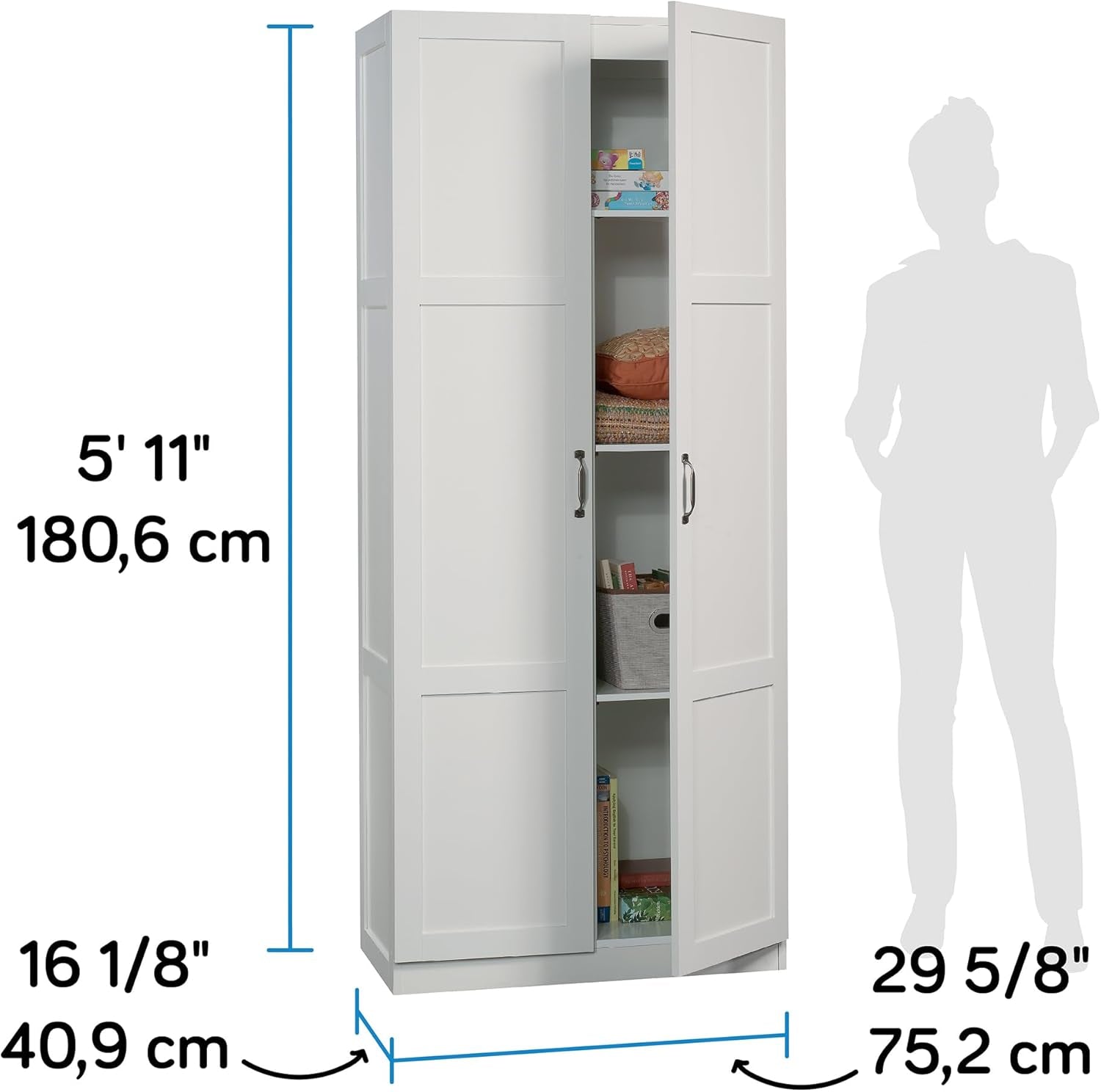 Select Storage Pantry Cabinets L: 29.69" X W: 16.34" X H: 70.10", White Finish