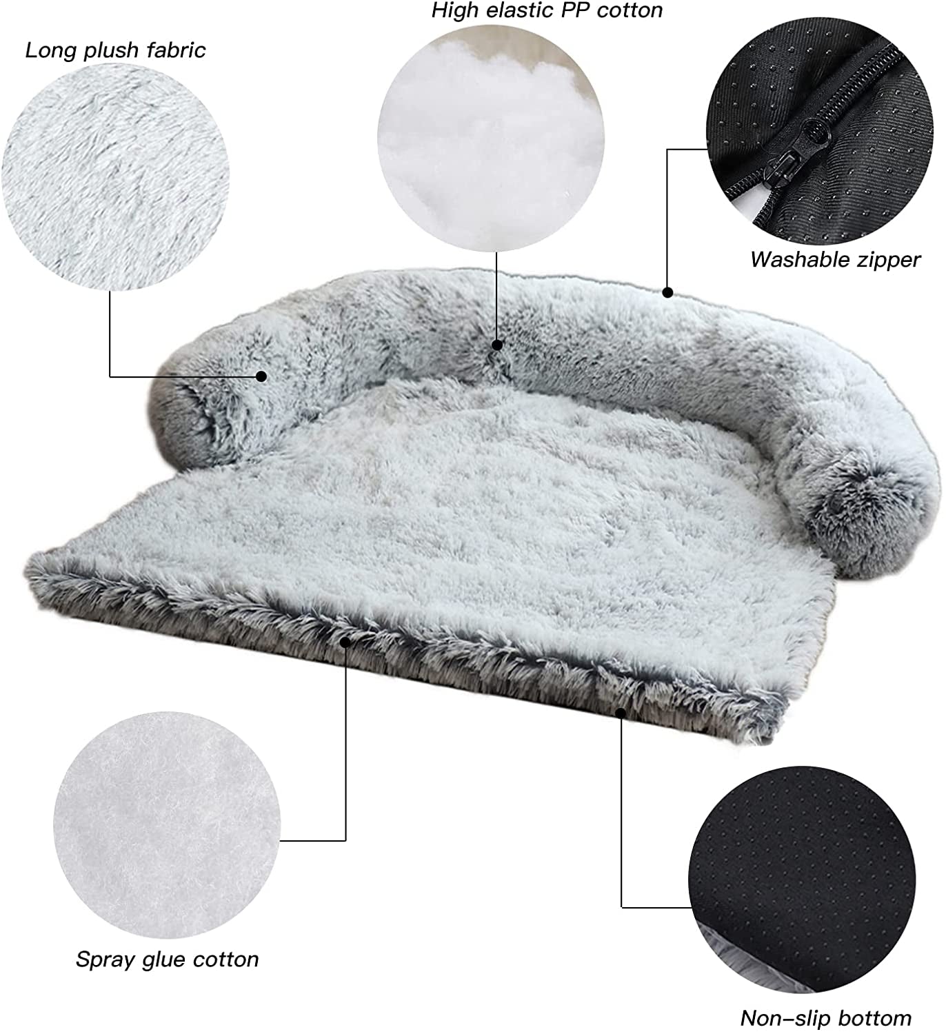 Calming Dog Bed Fluffy Plush Dog Mat for Furniture 