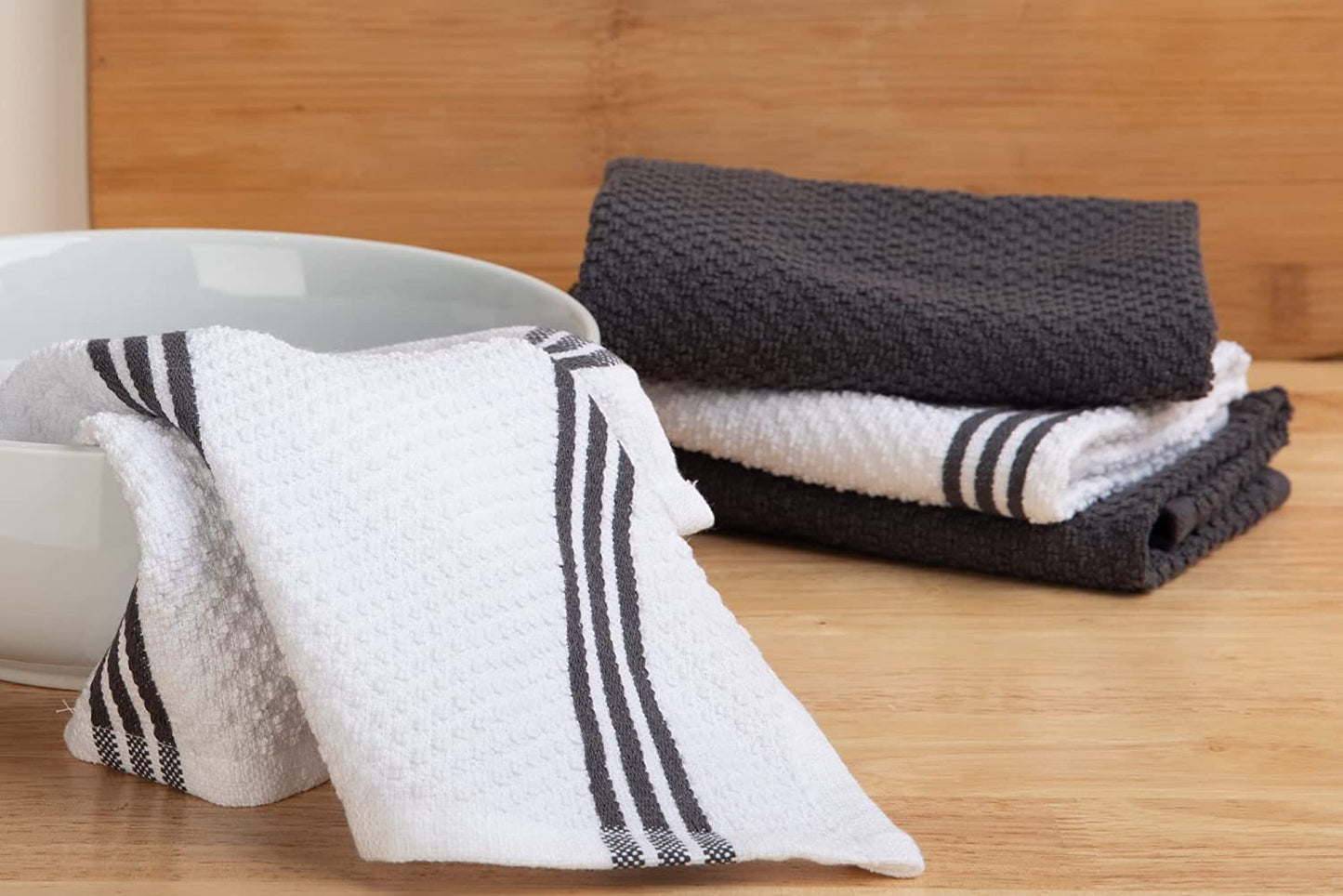  Gray and White Tea Towels Reusable and Absorbent