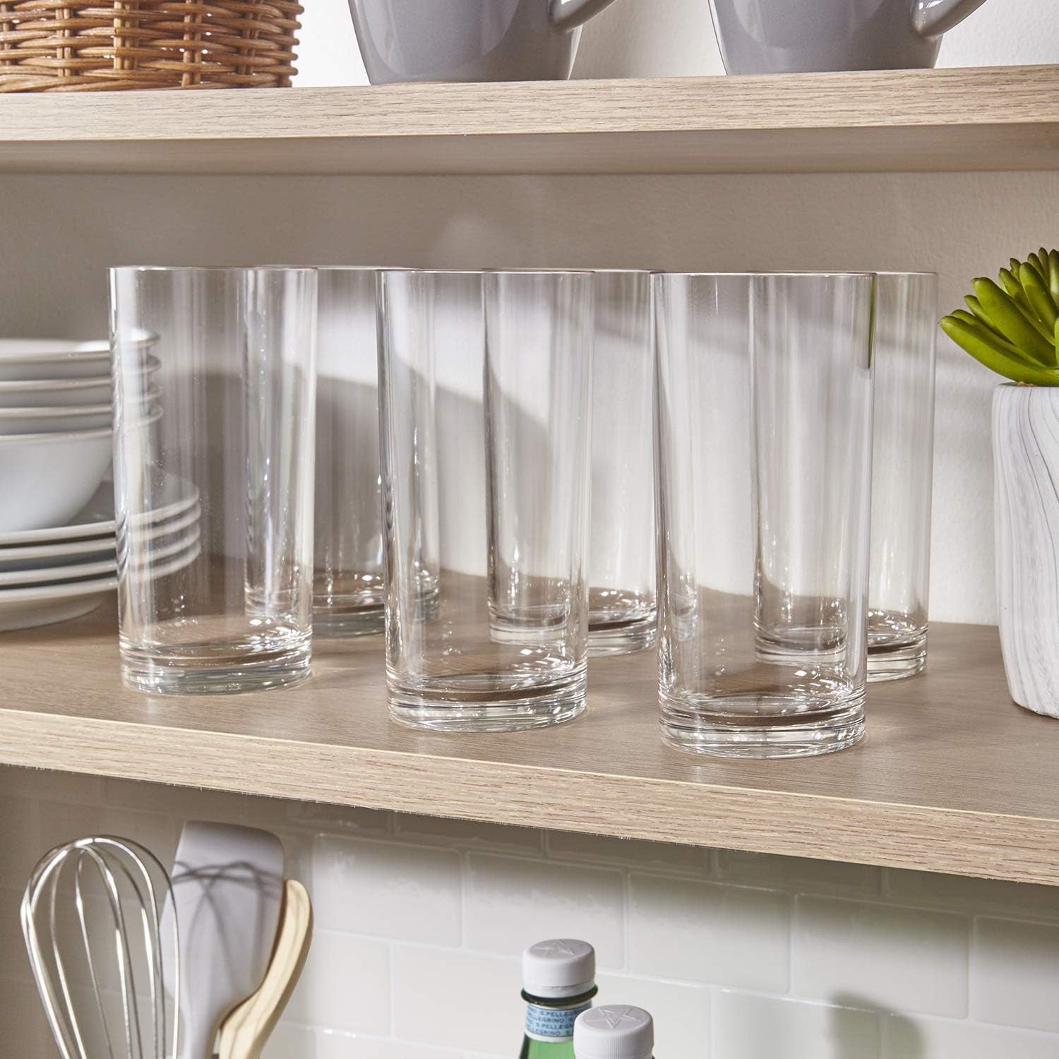 Classic Clear Plastic Reusable Drinking Glasses Set of 6 16Oz Water Cups