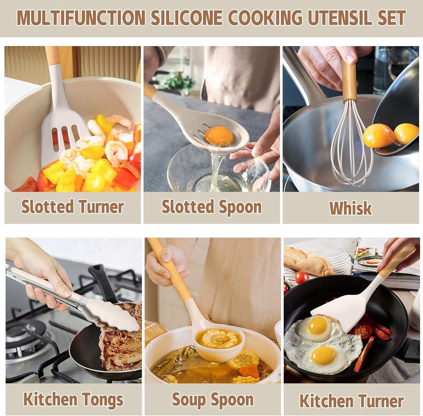   33 Pcs Non-Stick Silicone Cooking Kitchen Utensils Spatula  