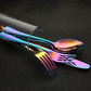 Rainbow Flatware Cutlery Silverware Set 20 Pieces Stainless Steel Colorful