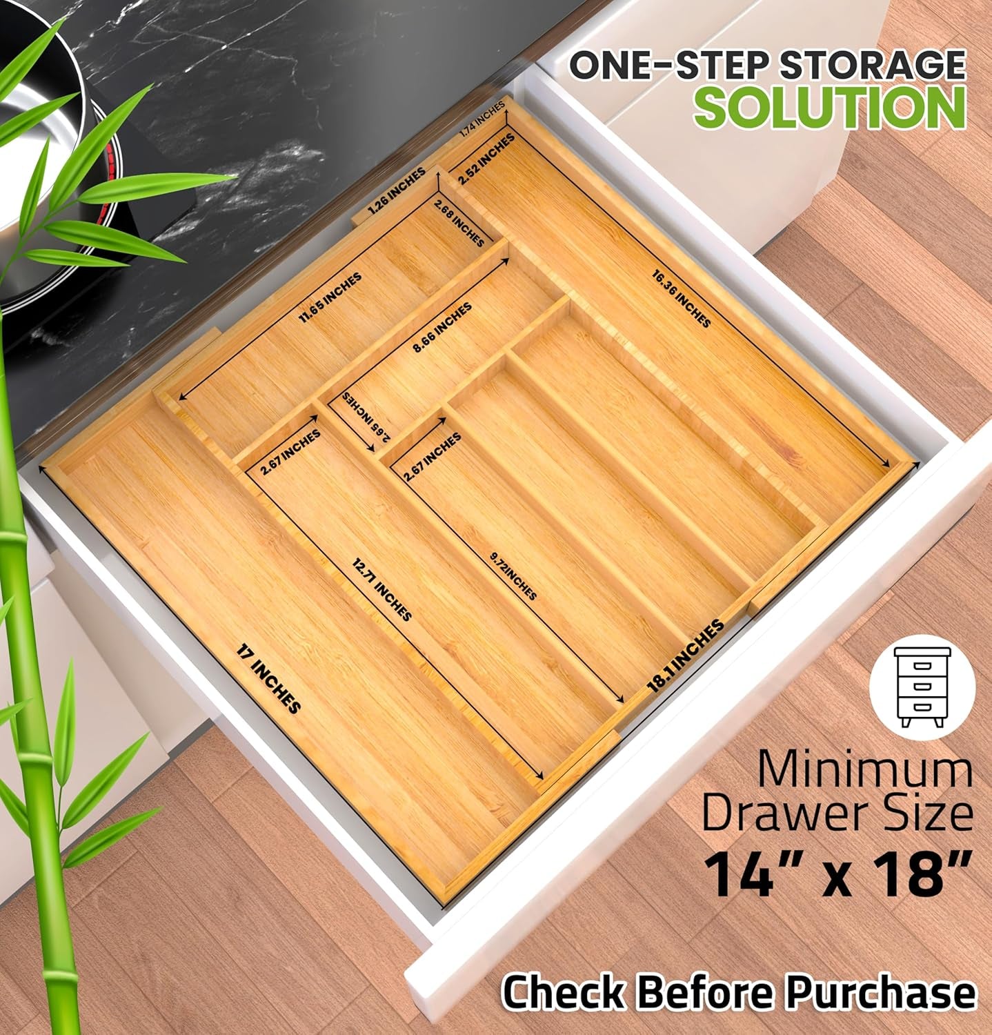 Silverware Organizer Expandable Bamboo Utensil Drawer Organizer Kitchen Drawer Organizer