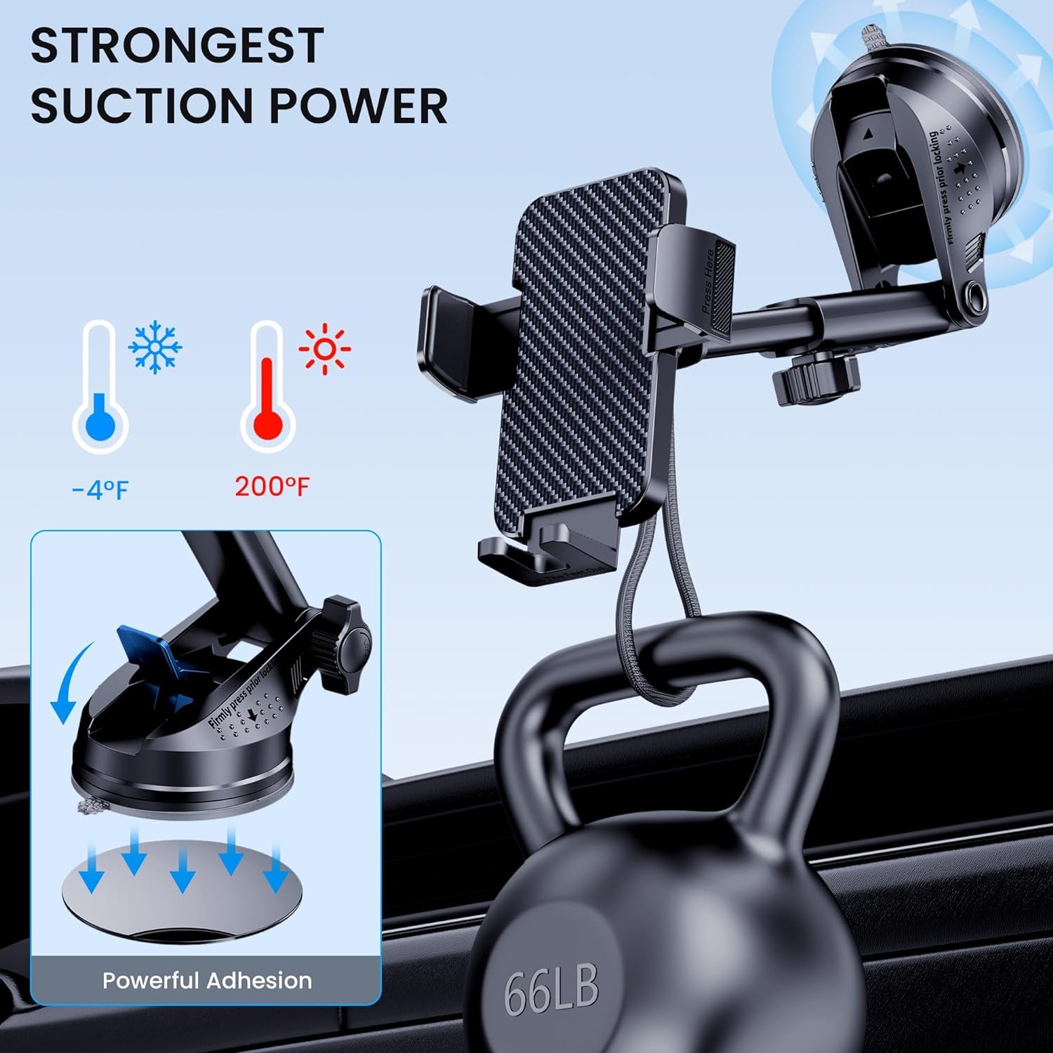 Phone Holder Car  Military Grade Suction Universal Car Phone Holder