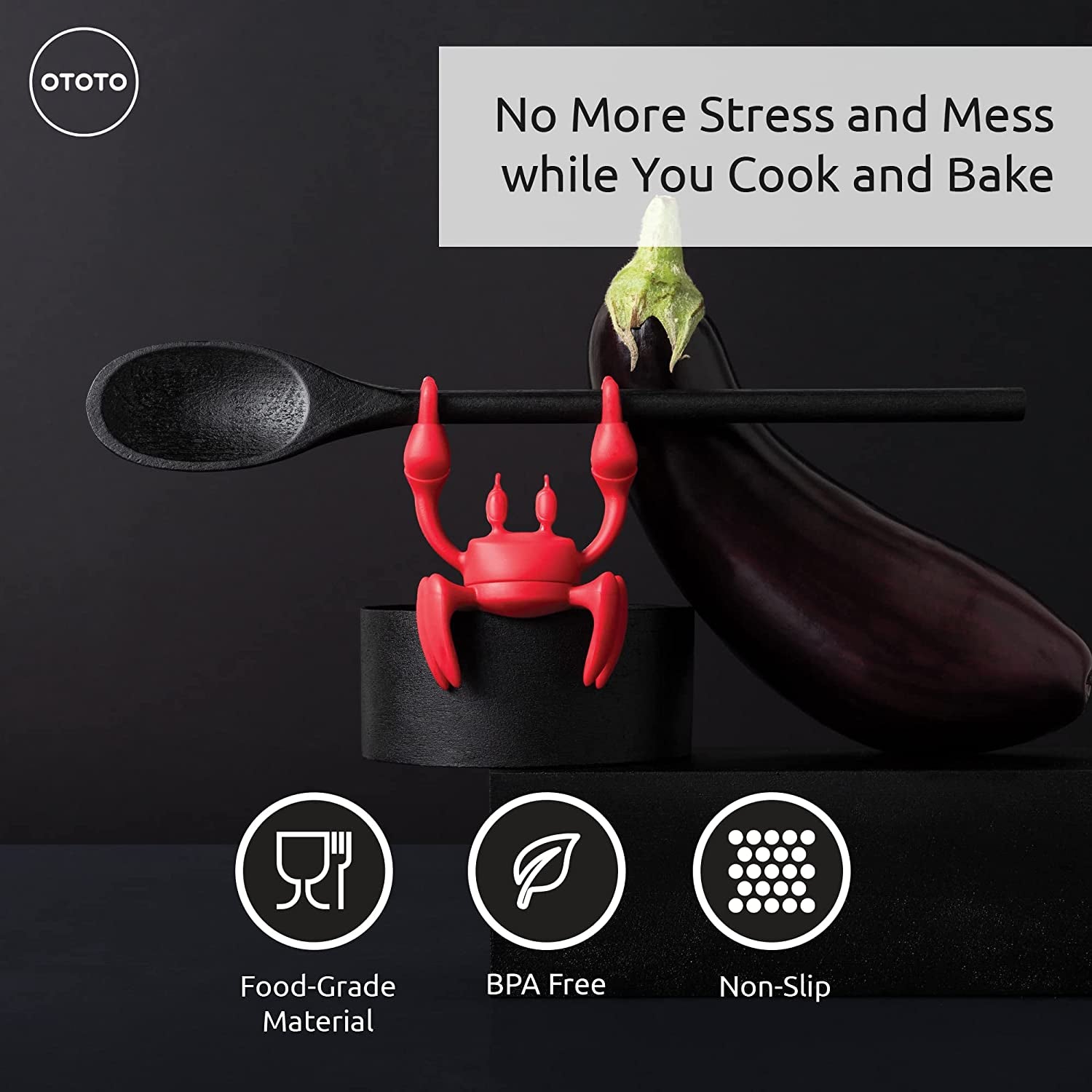 Red the Crab Silicone Utensil Rest Kitchen Gifts Silicone Spoon Rest for Stove Top