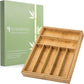 Large Premium Bamboo Silverware Organizer Expandable 