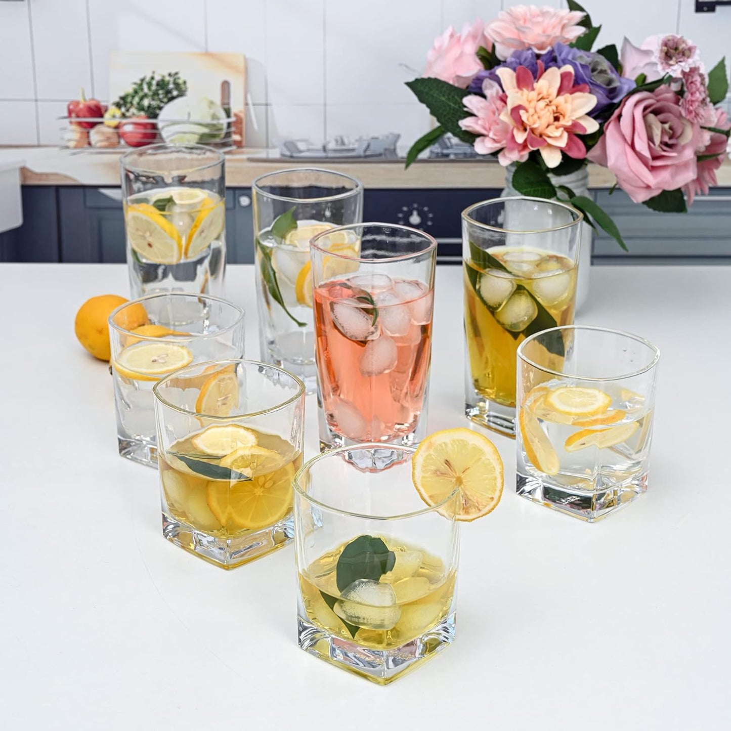 16 Drinkware Kitchen Glasses for Cocktail Iced Coffee 