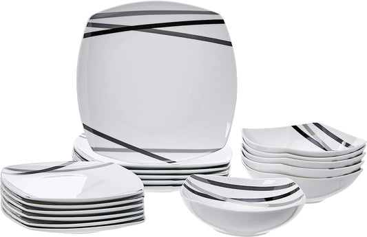 Kitchen Dinnerware Set Square Plates Bowls Service 