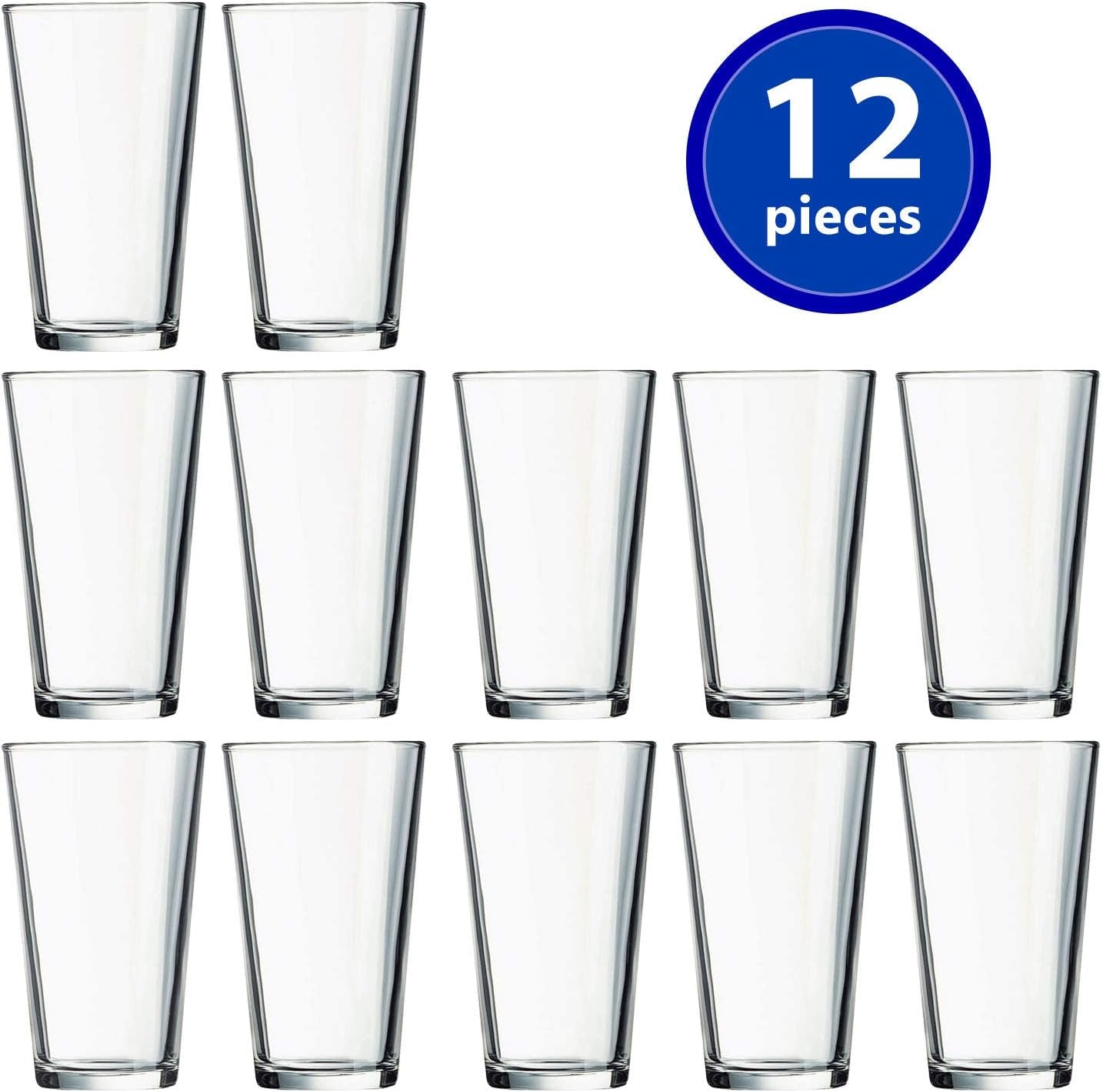 Set of 12 Drinking Glasses 16 Oz Highball Water Glasses Cups Sets Pint Glasses