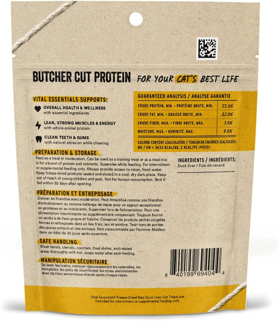 Freeze Dried Raw Single Ingredient Cat Treats, Duck Liver 