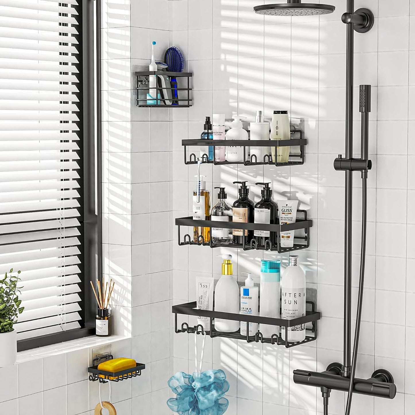 Adhesive Shower Caddy Organizer Shelves Rack 