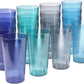 Cafe Plastic Reusable Tumblers  Set of 16 20 Ounce Water Cups Coastal Colors