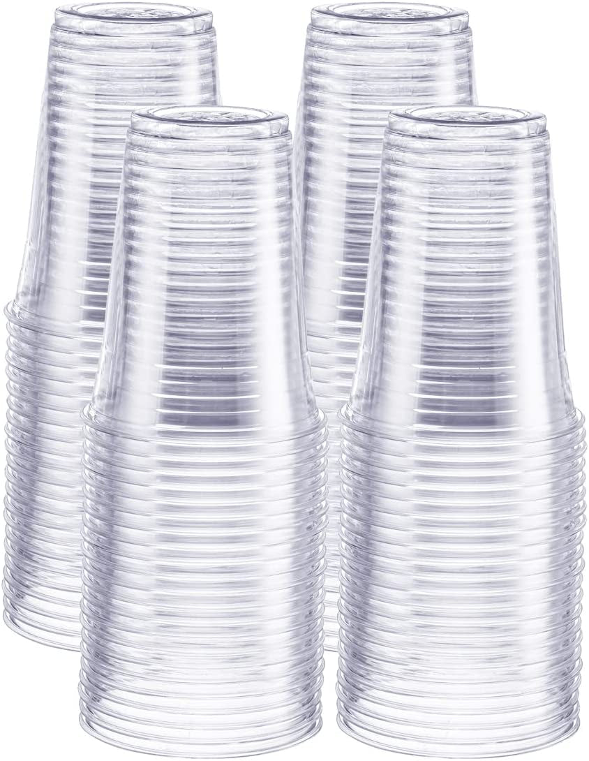 100 Pack Crystal PET Clear Plastic Cups for Party 