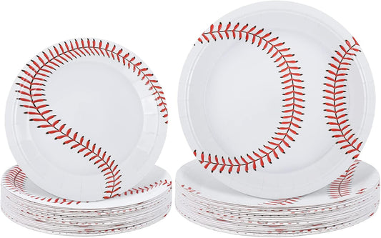 48 Pack Baseball Plates 9 Inch and 7 Inch round Baseball  