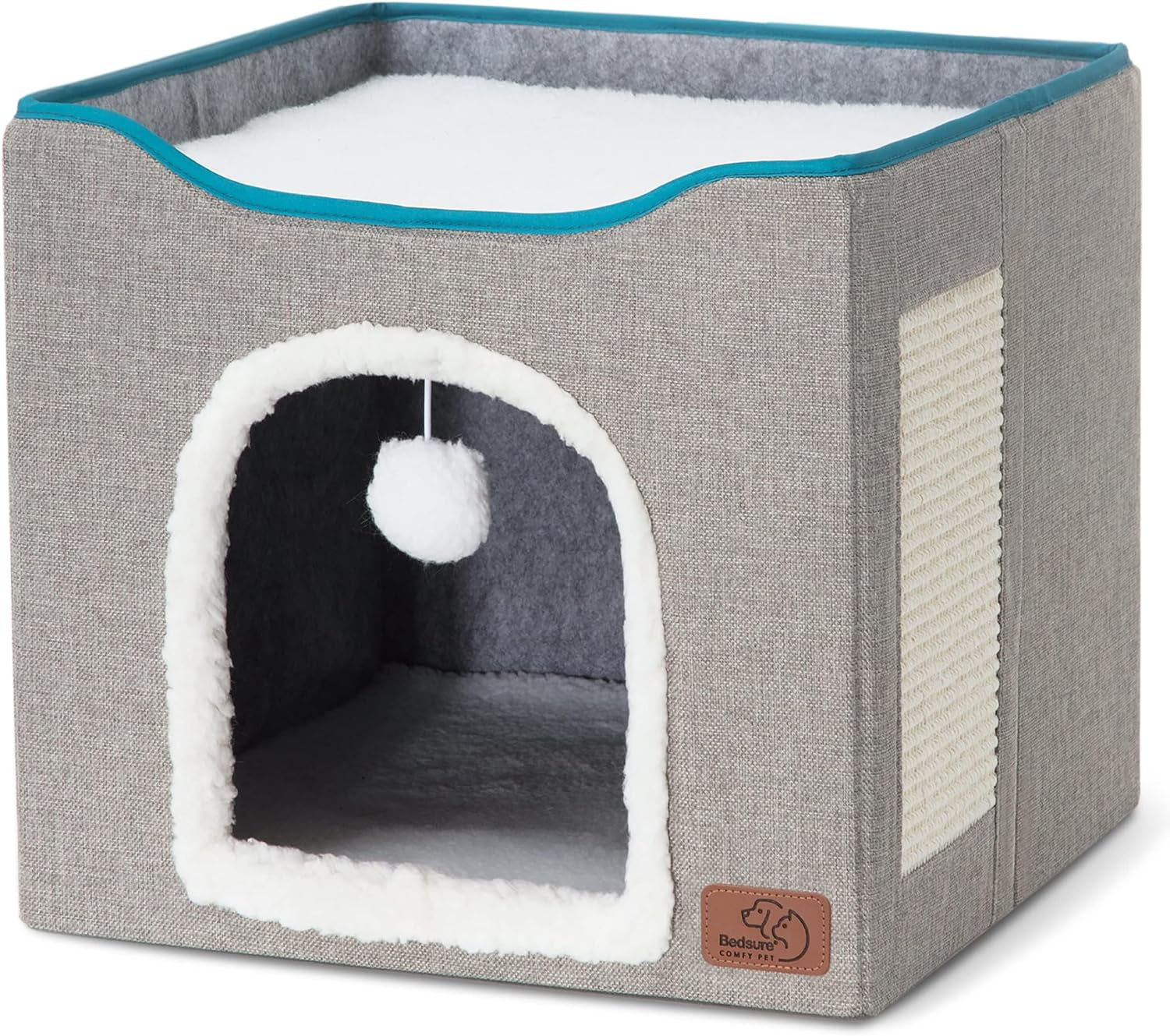  Large Cat Cave for Pet Cat House with Fluffy Ball Hanging 