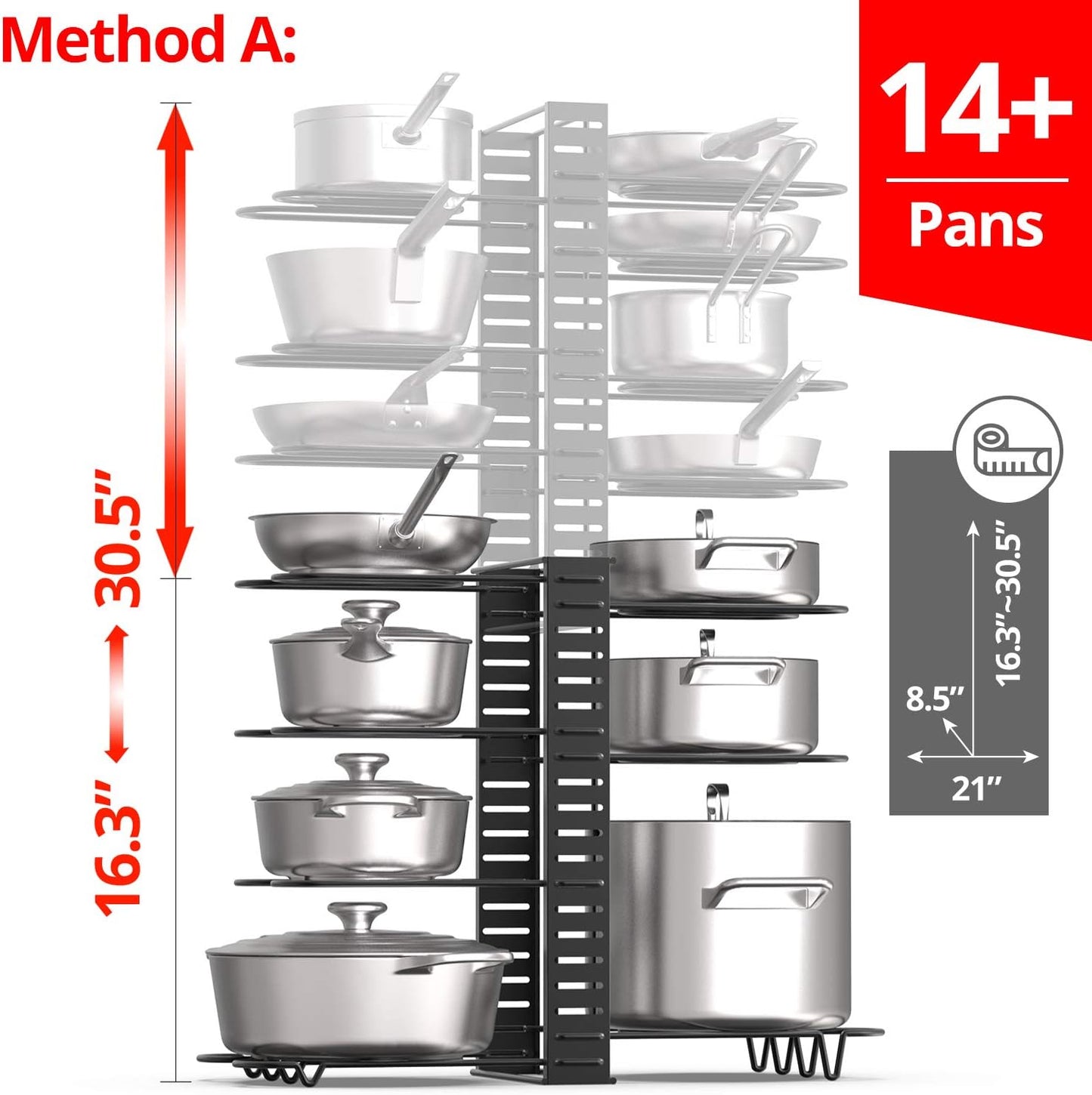  Rack for under Cabinet with 4 DIY Storage Positions 