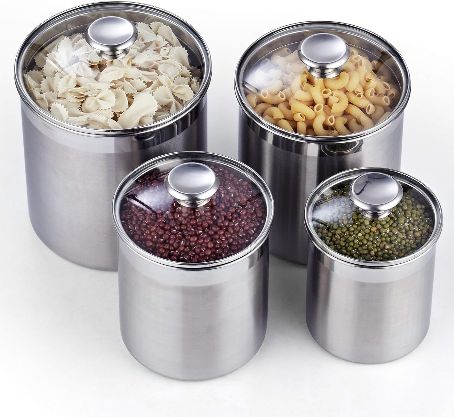 Stainless Steel Food Jar Storage Canister Set Large 4 Piece