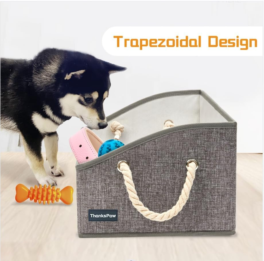 Collapsible Fabric Dog Toy Box and Storage Bin with Handle  