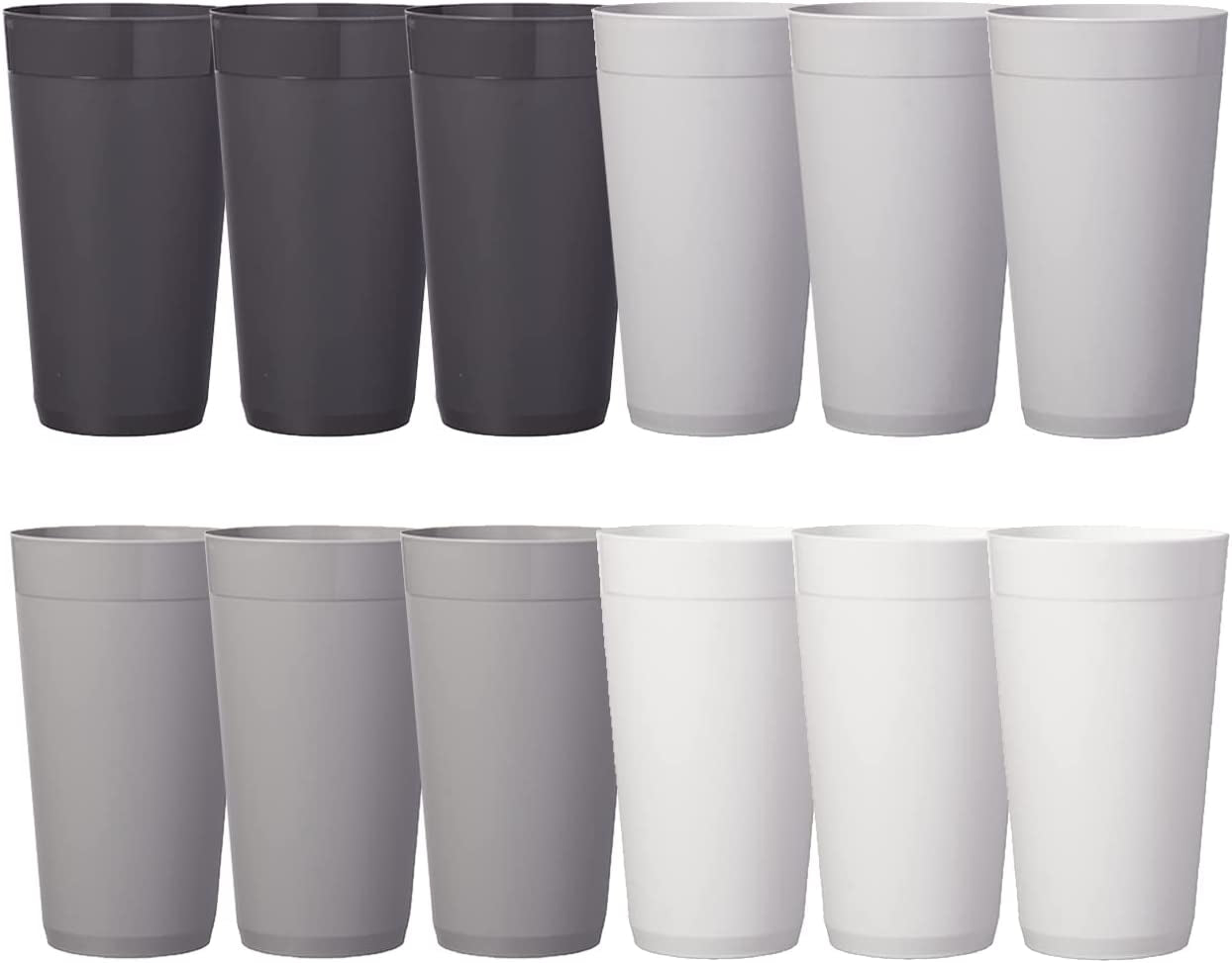 Newport 20 Ounce Unbreakable Plastic Stackable Water Tumblers in Grey Stone Set 