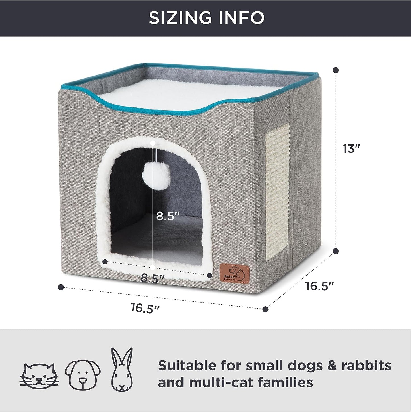  Large Cat Cave for Pet Cat House with Fluffy Ball Hanging 