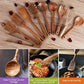 Natural Teak Wood Kitchen Utensils with Spatula and Ladle