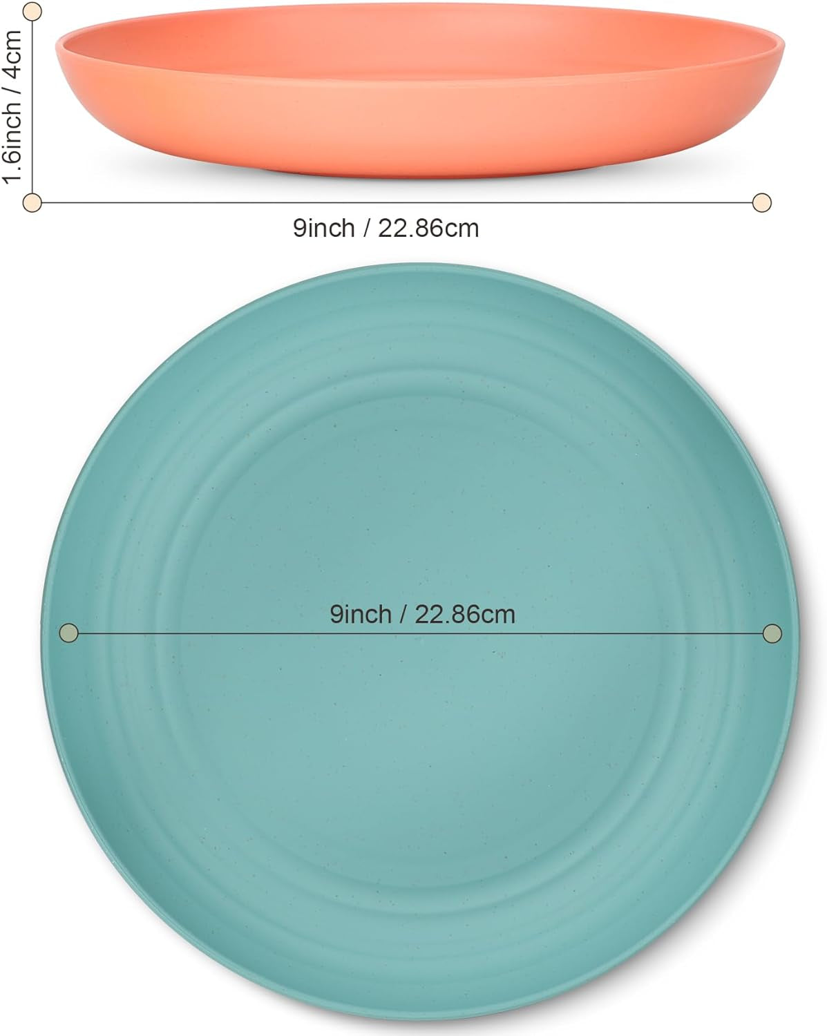 9Inch Unbreakable Deep Dinner Plates Set of 8 Wheat Straw Plastic Plates Dishwasher Safe Kitchen