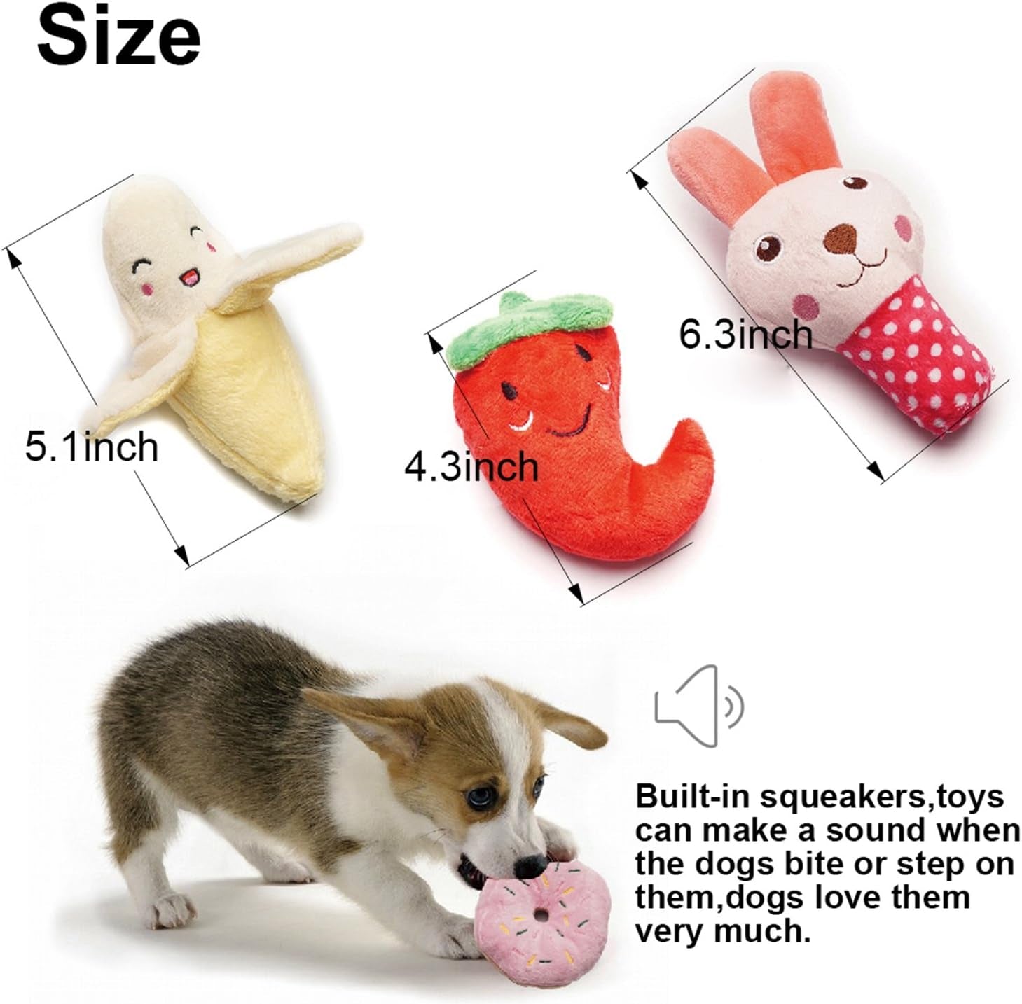 Puppy Squeaky Dog Toys Cute Variety Colors Designs 