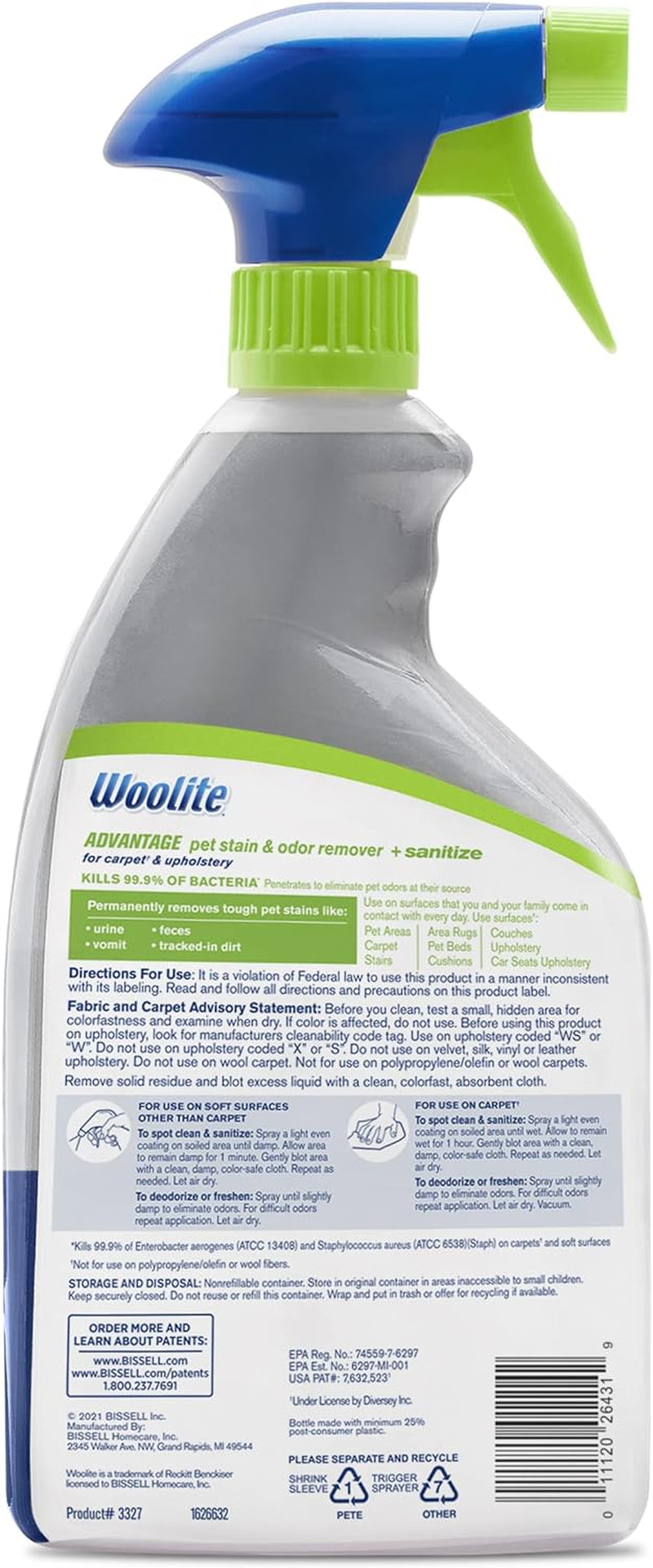 Woolite Advantage Pet Stain Odor Remover Sanitize3327