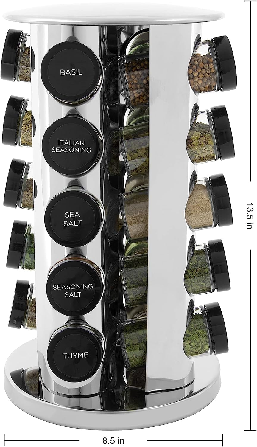 20 Jar Revolving Countertop Spice Rack with Spices Included