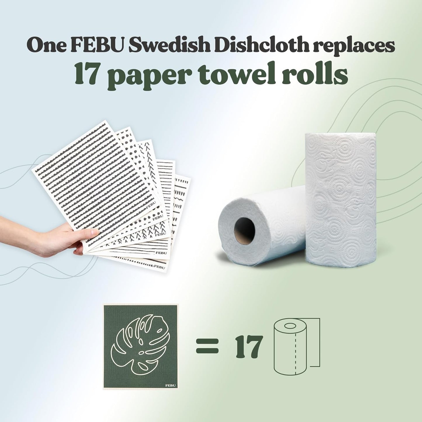 Swedish Dishcloths for Kitchen 5 Pack Watercolor Dish Towels Reusable Paper Towels Washable 