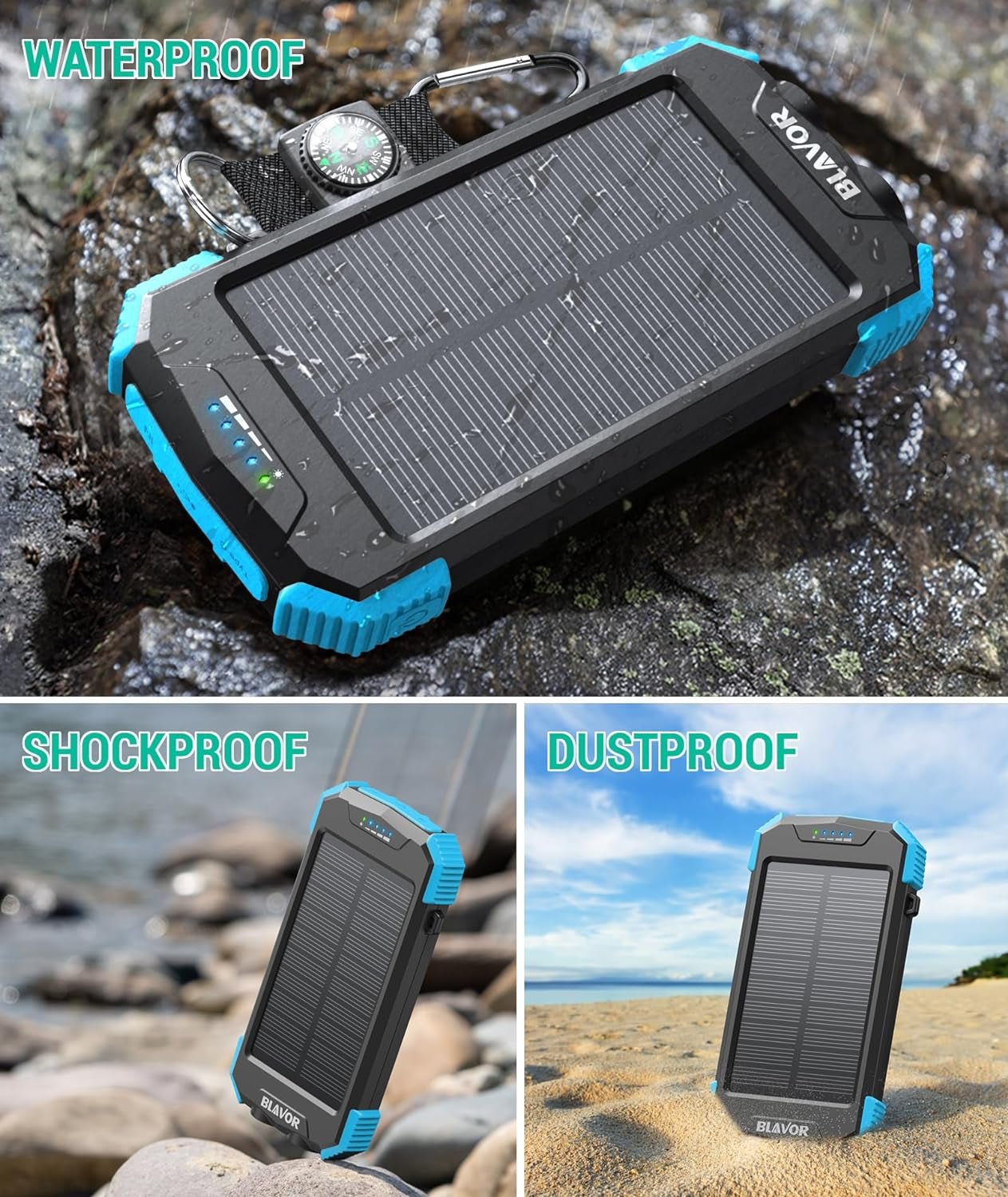 Solar Charger Power Bank 10,000Mah, Portable Wireless Charger 20W Fast Charging