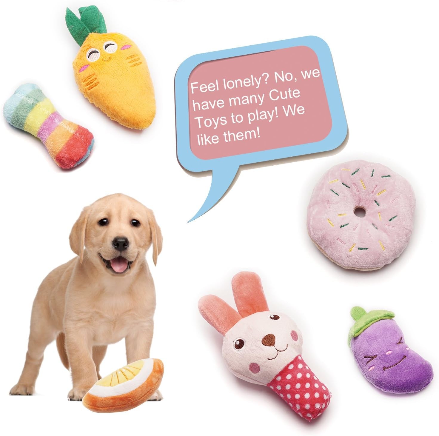 Puppy Squeaky Dog Toys Cute Variety Colors Designs 