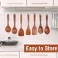 9 Piece Natural Teak Wooden Kitchen Utensil Set with Spoon Rest