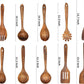 Wooden Spoons for Cooking10 Pcs Natural Teak Wooden Kitchen Utensils Set Wooden