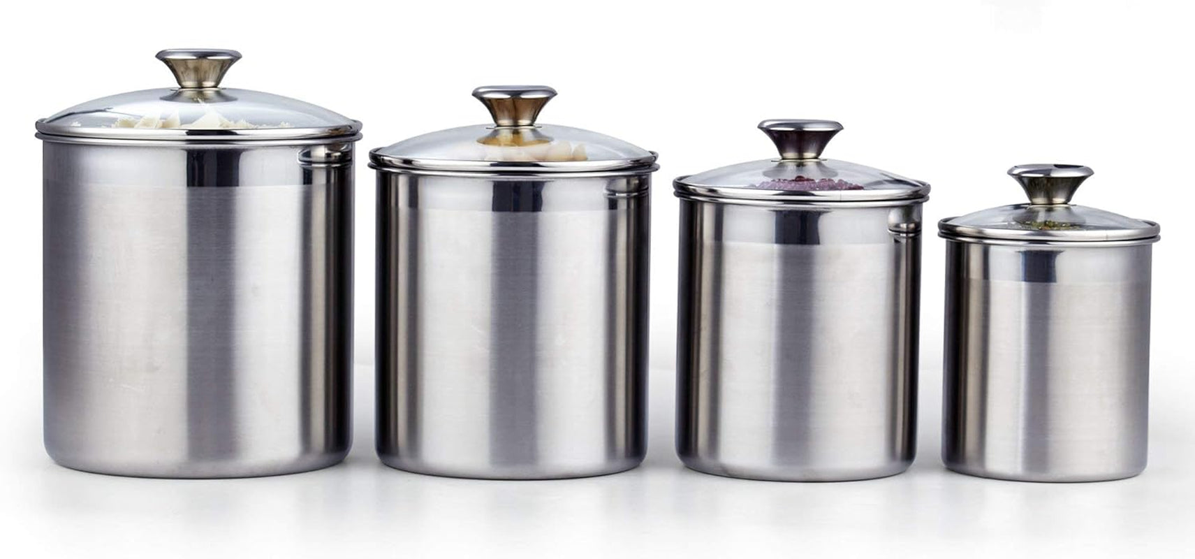 Stainless Steel Food Jar Storage Canister Set Large 4 Piece