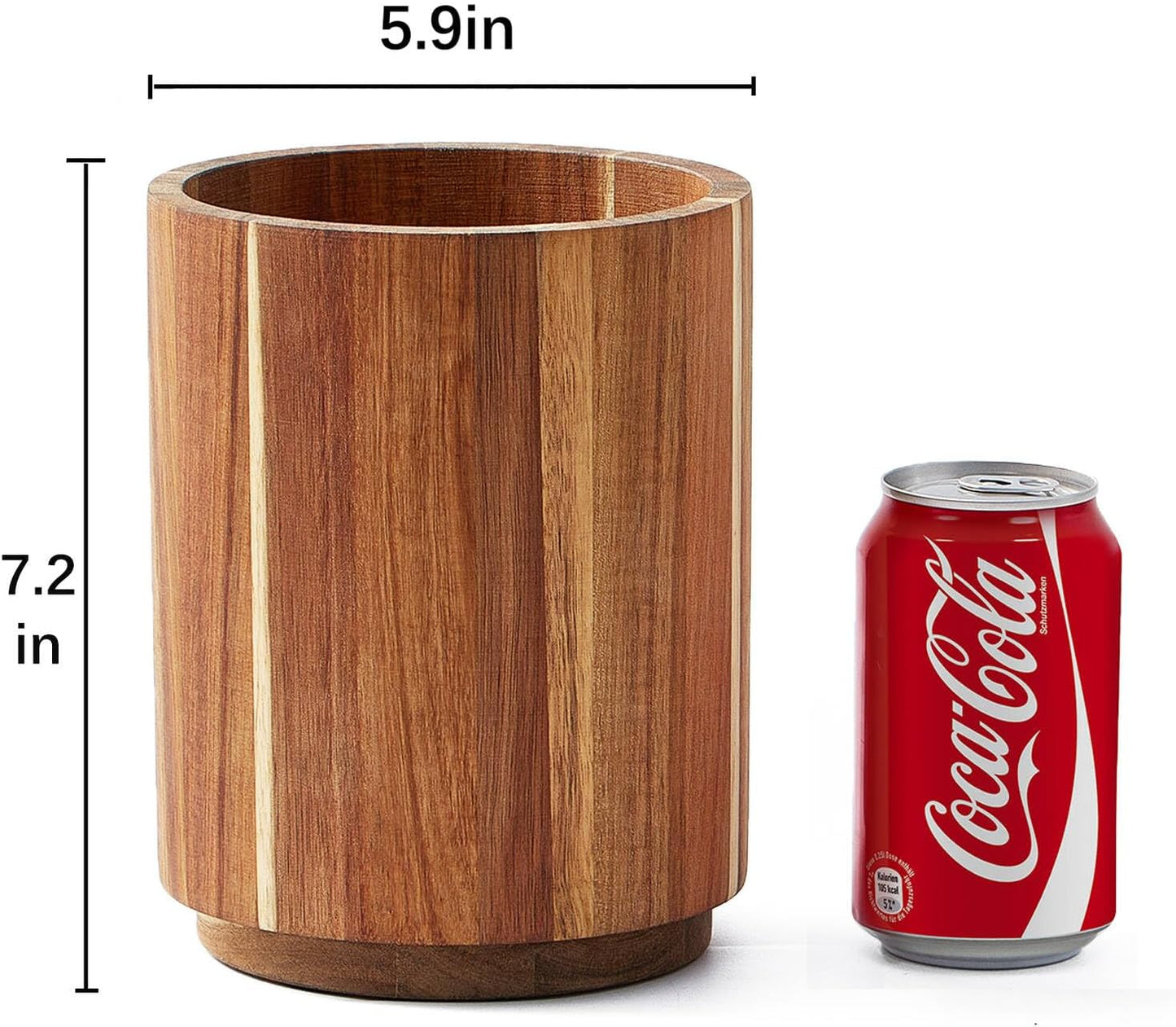 Acacia Wood Utensil Holder for Kitchen Counter 360° Rotating 7.2 Large Cooking Utensil Holder