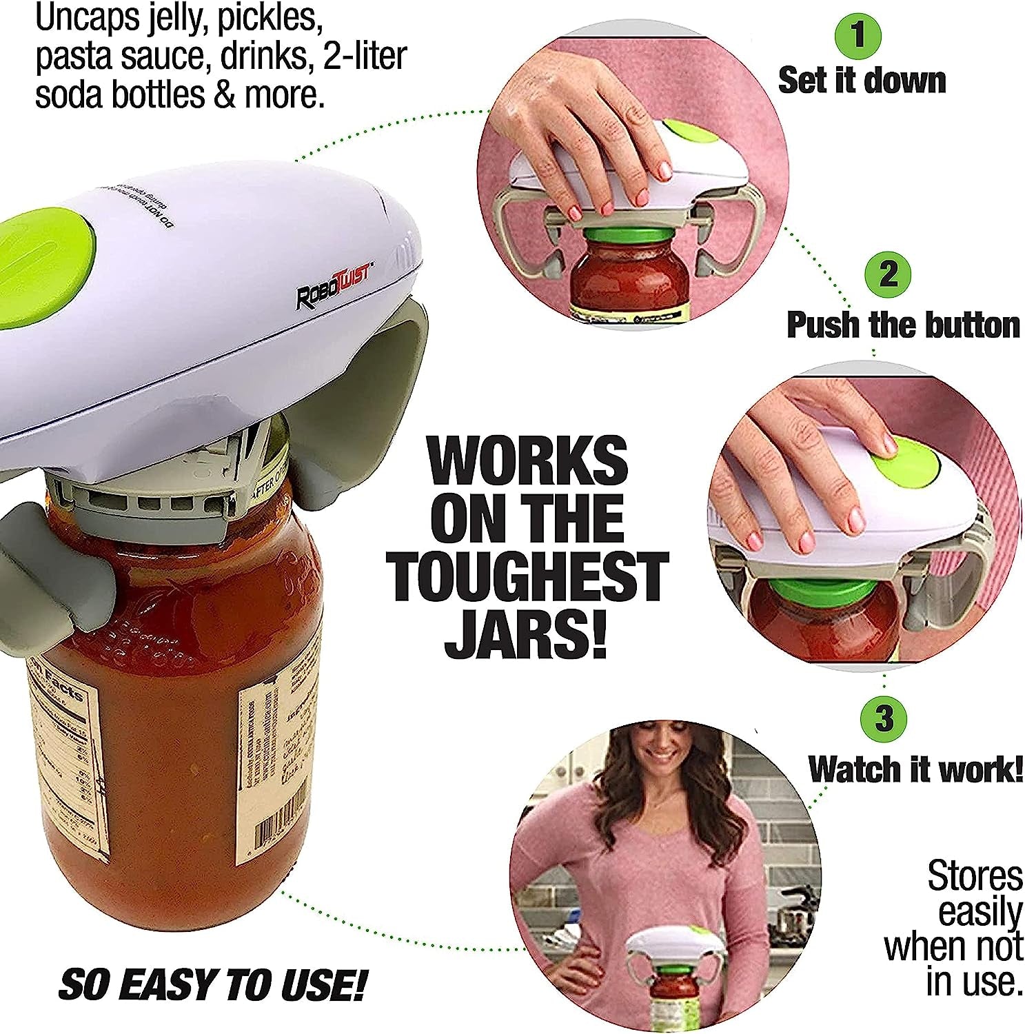 Robotwist Jar Opener Automatic Jar Opener Deluxe Model with Improved Torque