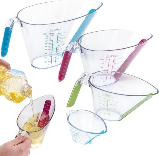 4 Piece Angled Liquid Measuring Cups Plastic Set